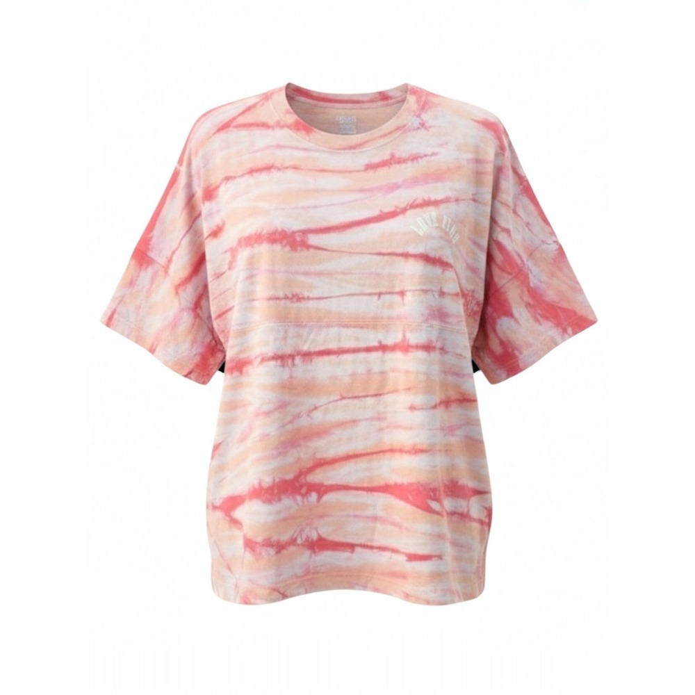 Victoria's Secret PINK Varsity Crew Tie Dye T-Shirt Pink & Coral Women's XL NWT